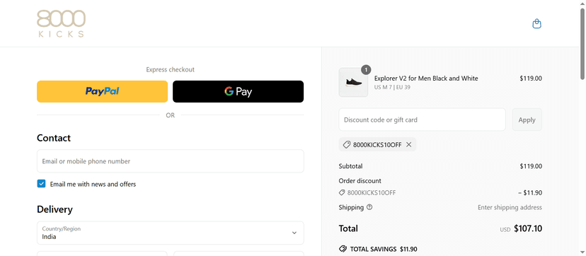 Sitewide Discount - Up to 25% Off at 8000Kicks